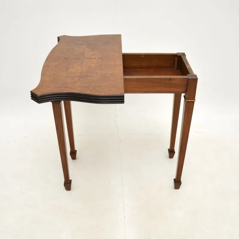 Pamono Antique Burr Walnut Console Table, 1950s> Game Tables