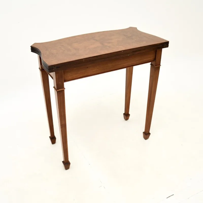 Pamono Antique Burr Walnut Console Table, 1950s> Game Tables