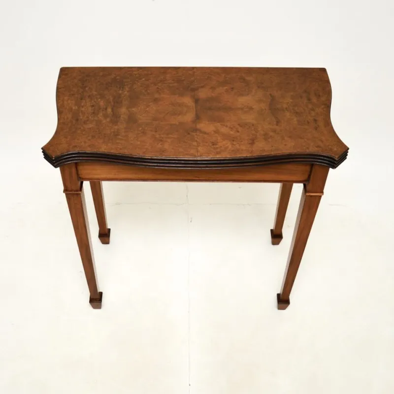 Pamono Antique Burr Walnut Console Table, 1950s> Game Tables