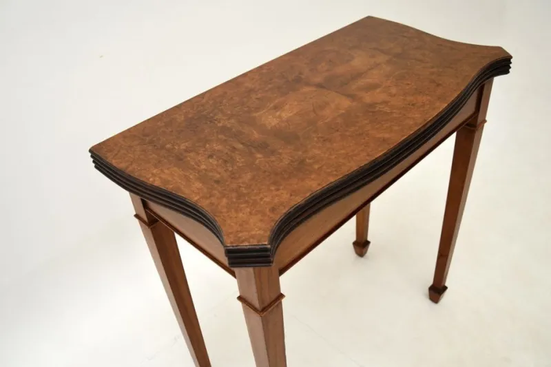 Pamono Antique Burr Walnut Console Table, 1950s> Game Tables