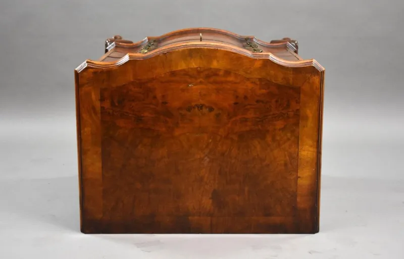 Pamono Antique Burr Walnut Serpentine Chest of Drawers, 1920s