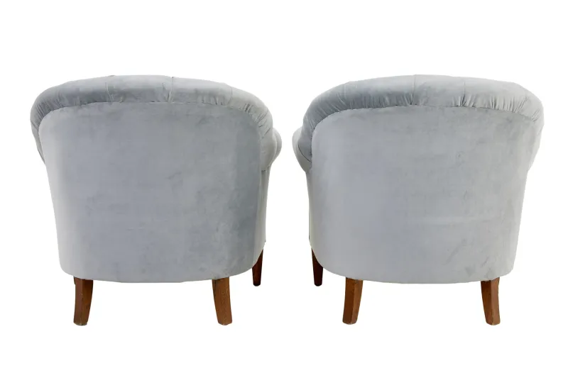 Pamono Antique Buttonback Sofa and Chairs, 1900, Set of 3> Living Room Sets