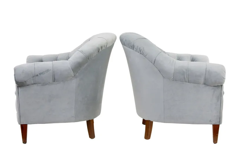 Pamono Antique Buttonback Sofa and Chairs, 1900, Set of 3> Living Room Sets