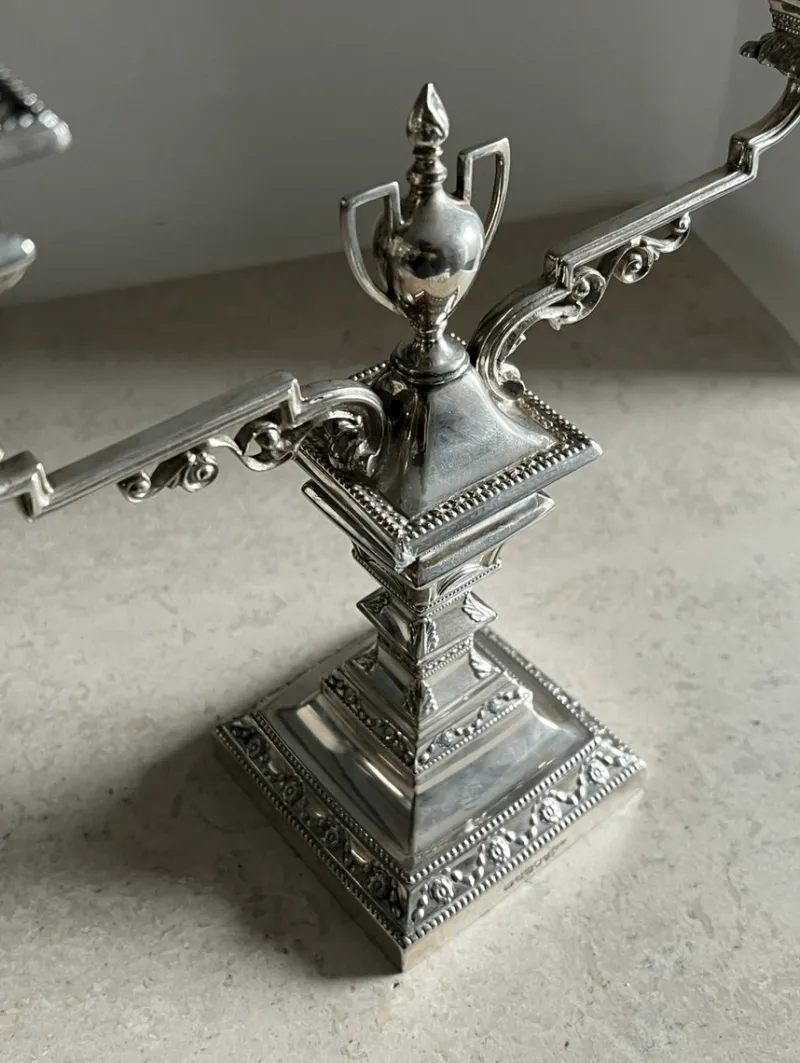 Pamono Antique Candleabra from Walker & Hall, 1900s> Candleholders