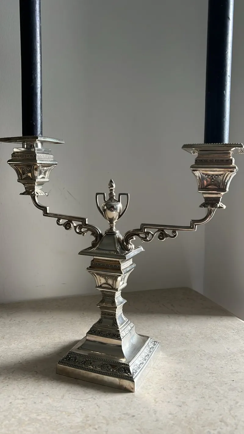 Pamono Antique Candleabra from Walker & Hall, 1900s> Candleholders