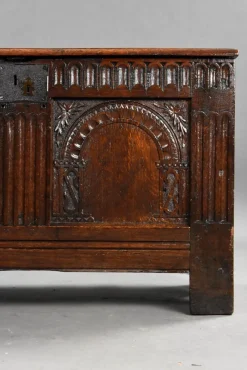 New Pamono Antique Carved Oak Coffer, 1700s