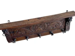 Sale Pamono Antique Carved Oak Wall Mounted Coat Rack with Lion Heads, 1920s