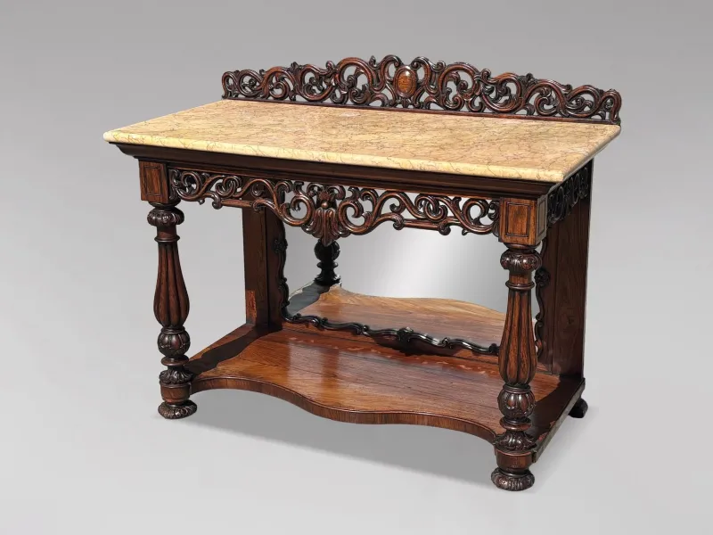 Outlet Pamono Antique Carved Rosewood Console Table with Marble Top, C1830