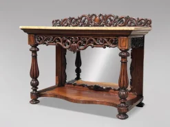 Outlet Pamono Antique Carved Rosewood Console Table with Marble Top, C1830