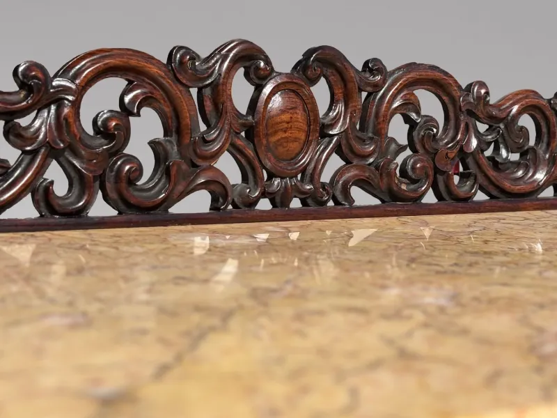Outlet Pamono Antique Carved Rosewood Console Table with Marble Top, C1830