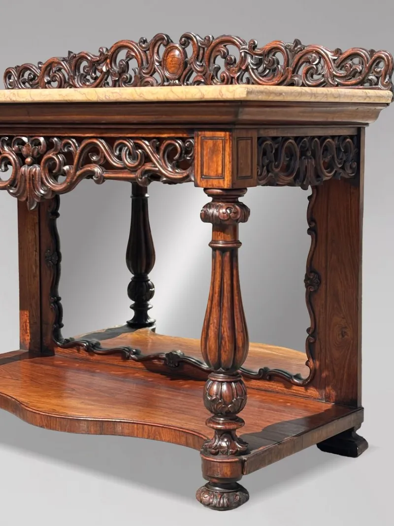 Outlet Pamono Antique Carved Rosewood Console Table with Marble Top, C1830