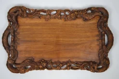 Pamono Antique Carved Wood Tray, 1900s> Trays