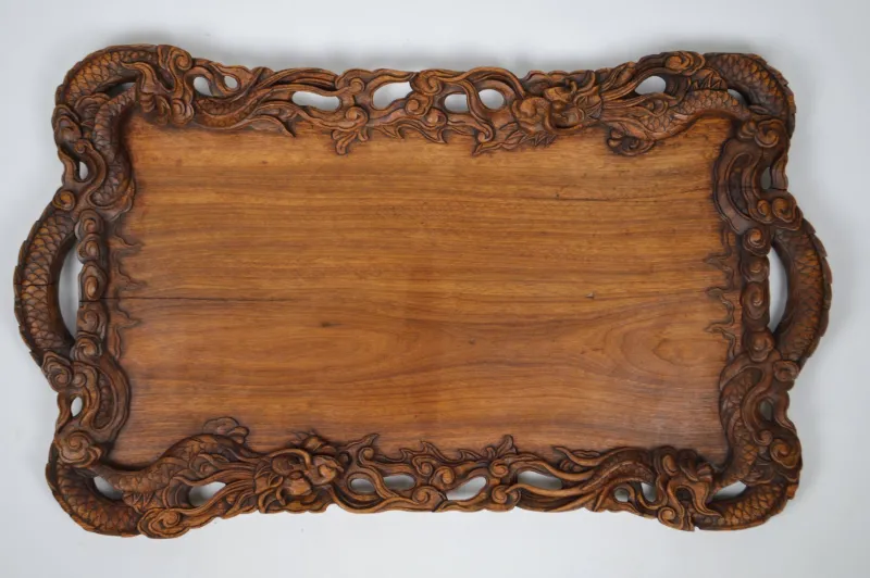 Pamono Antique Carved Wood Tray, 1900s> Trays