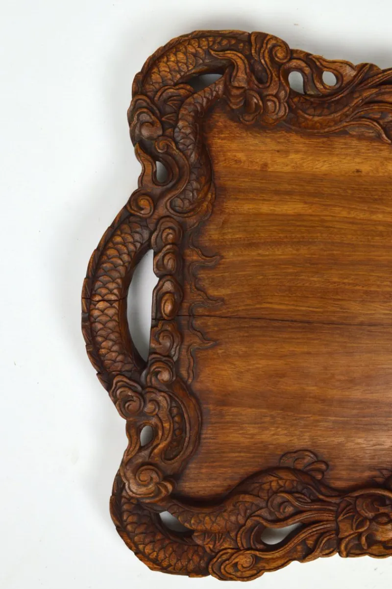 Pamono Antique Carved Wood Tray, 1900s> Trays