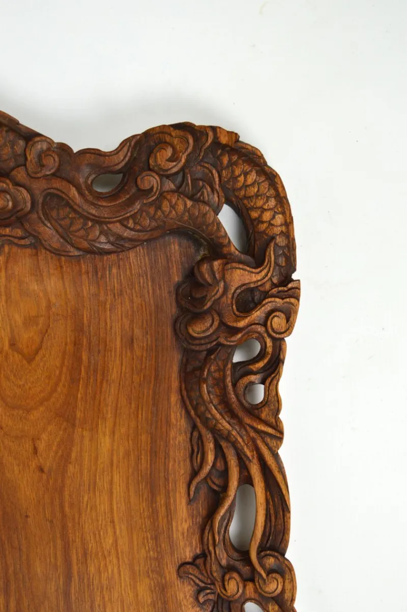 Pamono Antique Carved Wood Tray, 1900s> Trays
