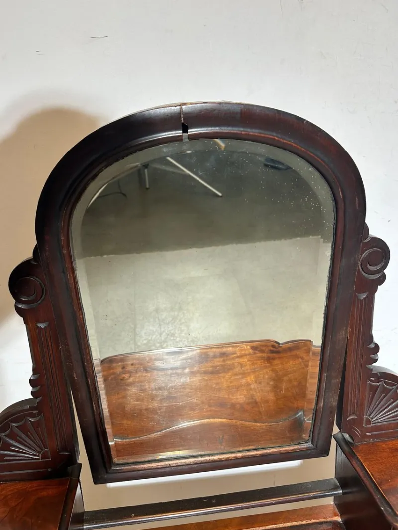 Pamono Antique Carved Wooden Vanity Table with Mirror> Dressing Tables