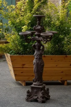 Pamono Antique Cast Iron Outdoor Candelabra Sculpture, 1890s> Garden Lighting