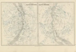 Pamono Antique Celestial Charts of the Northern and Southern Hemispheres, 1884> Wall Decor