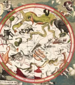 Pamono Antique Celestial Zodiac Map with Stars and Hemel Globe, 1720> Wall Decor