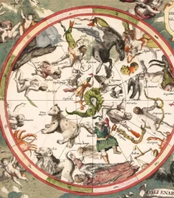 Pamono Antique Celestial Zodiac Map with Stars and Hemel Globe, 1720><noscript><img width=