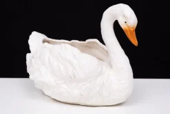 Pamono Antique Ceramic Swan Jardiniere from Capodimonte, 1880><noscript><img width=