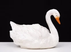 Pamono Antique Ceramic Swan Jardiniere from Capodimonte, 1880><noscript><img width=