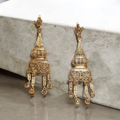 Hot Pamono Antique Chandelier Earrings with Rose-Cut Diamonds, 1900, Set of 2