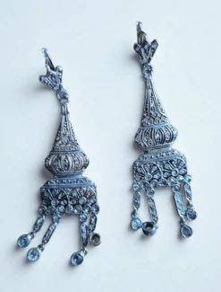 Hot Pamono Antique Chandelier Earrings with Rose-Cut Diamonds, 1900, Set of 2