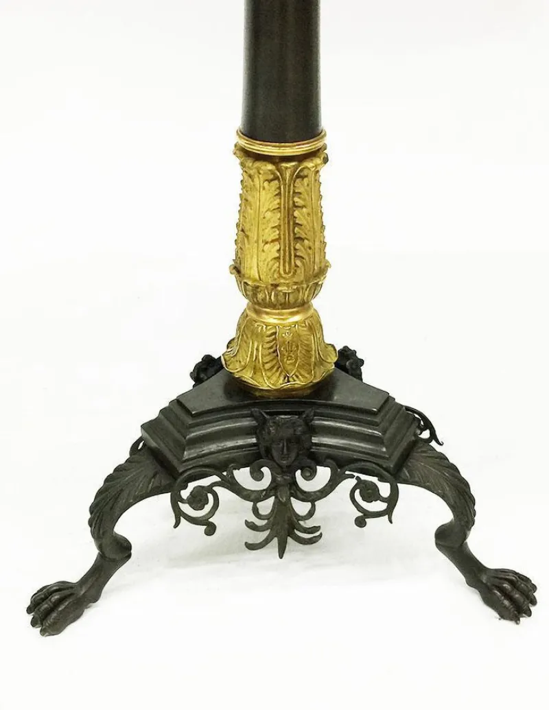 Clearance Pamono Antique Charles X Chess Table in Bronze Gilded Inlaid with Marble and Stones
