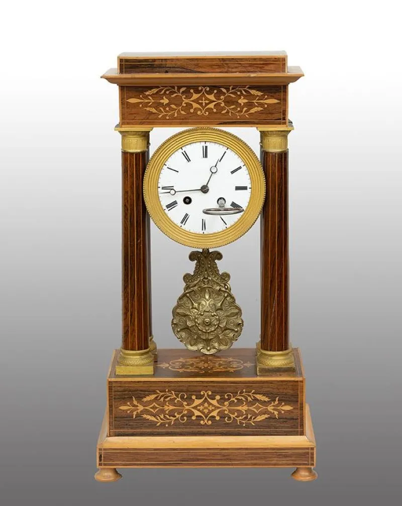 Pamono Antique Charles X Clock in Exotic Fine Woods, France, 19th Century> Clocks