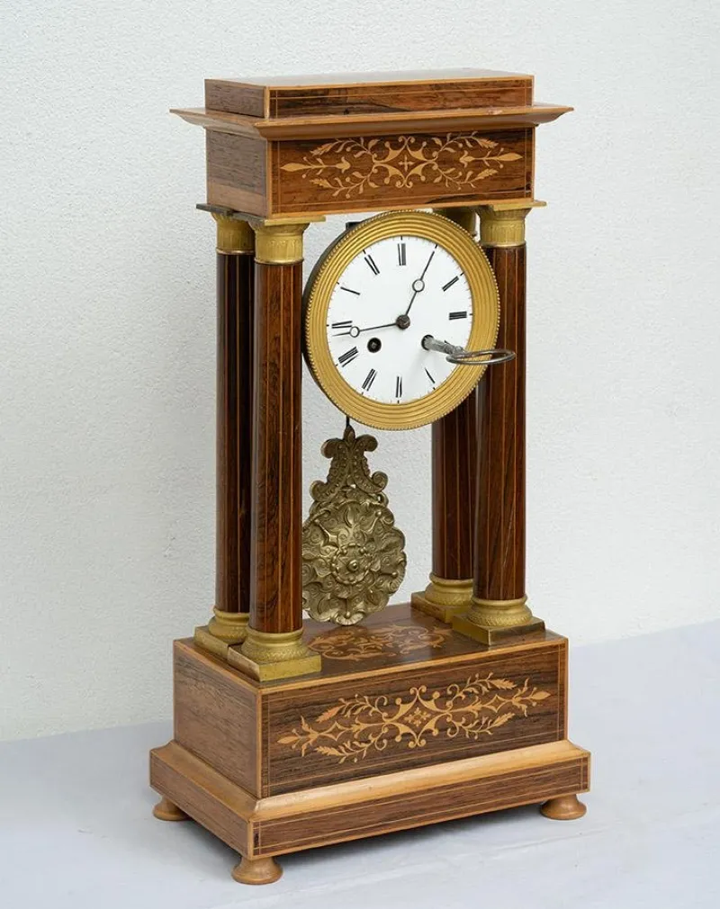 Pamono Antique Charles X Clock in Exotic Fine Woods, France, 19th Century> Clocks