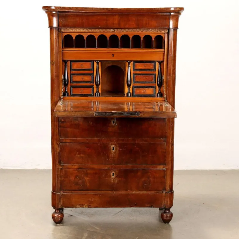 New Pamono Antique Charles X Secretaire in Walnut