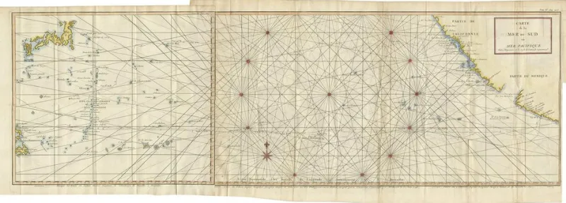 Pamono Antique Chart of the Mid-Pacific Ocean by Anson, 1784> Wall Decor