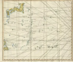 Pamono Antique Chart of the Mid-Pacific Ocean by Anson, 1784> Wall Decor