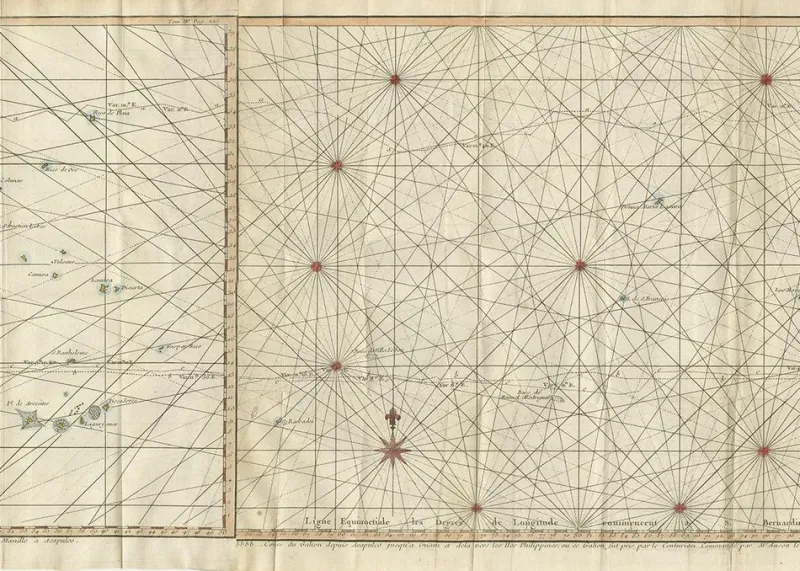 Pamono Antique Chart of the Mid-Pacific Ocean by Anson, 1784> Wall Decor