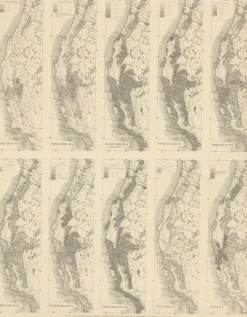 Pamono Antique Chart of the Pacific Coast, 1874> Wall Decor