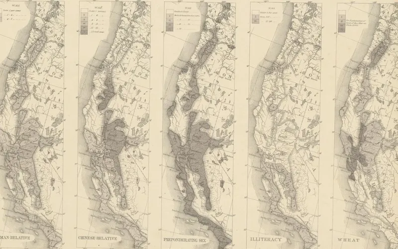 Pamono Antique Chart of the Pacific Coast, 1874> Wall Decor