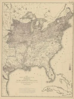 Pamono Antique Chart of the US Foreign Population Proportion in 1870, 1874> Wall Decor
