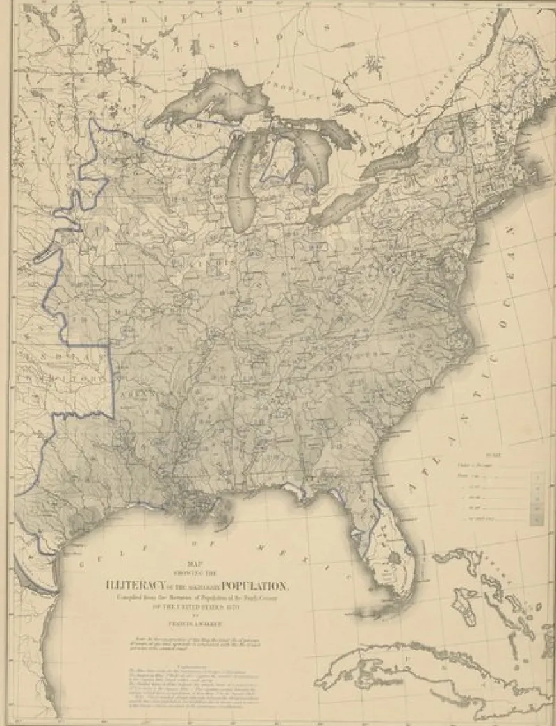 Discount Pamono Antique Chart of the US Illiteracy, 1874