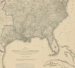 Discount Pamono Antique Chart of the US Illiteracy, 1874