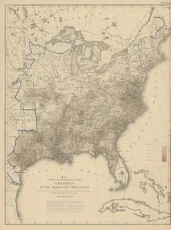 Pamono Antique Chart of the US Population Proportion, 1874> Wall Decor