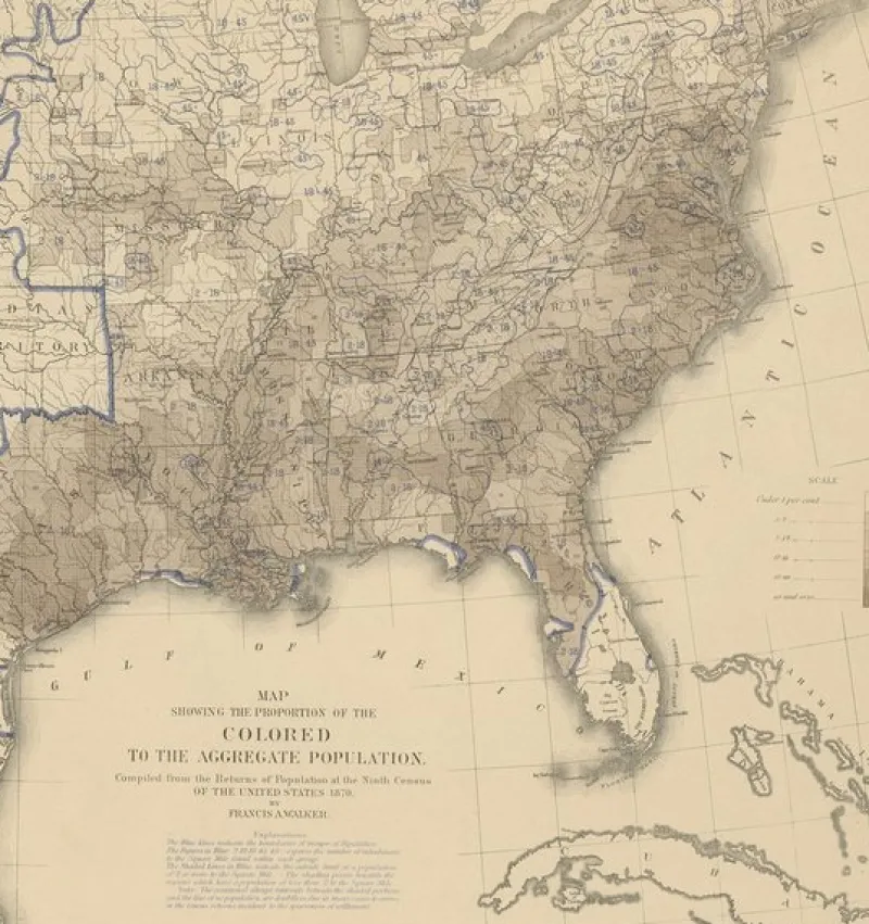 Pamono Antique Chart of the US Population Proportion, 1874> Wall Decor