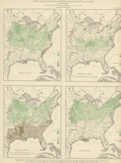 Pamono Antique Chart of US Crops, Wheat, Rice, Tobacco, Hops, and Oats, 1874