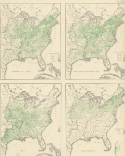 Best Pamono Antique Chart of US Farms and Agriculture and Crops, 1874