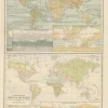 Pamono Antique Charts of the World Physical, 1884> Wall Decor