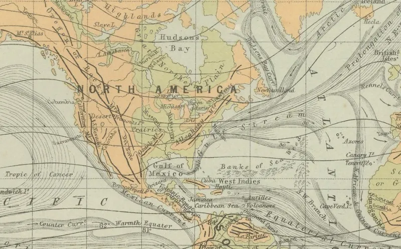 Pamono Antique Charts of the World Physical, 1884> Wall Decor