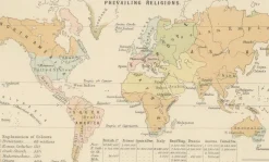 Pamono Antique Charts of the World Physical, 1884><noscript><img width=