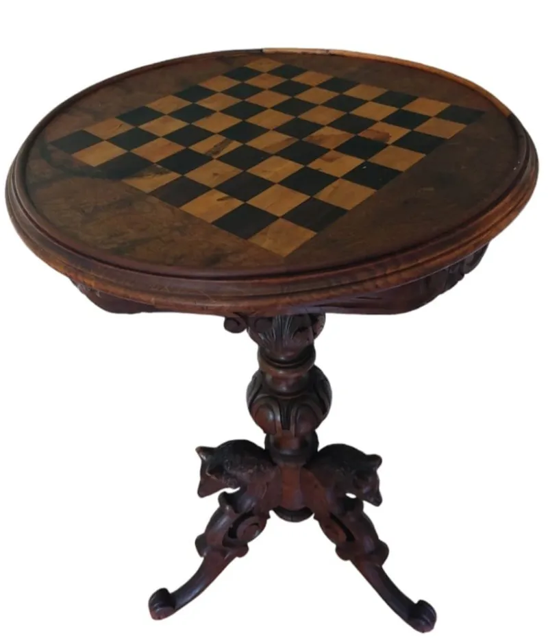 Pamono Antique Chess Table, 1900> Game Tables