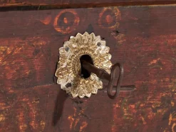 Pamono Antique Chest Painted with Floral Motifs and Iron Lock, 1820s><noscript><img width=