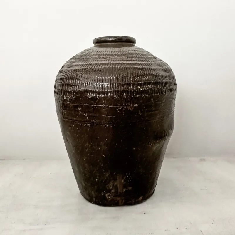 New Pamono Antique Chinese Ceramic Rice Wine Pot, 19th Century